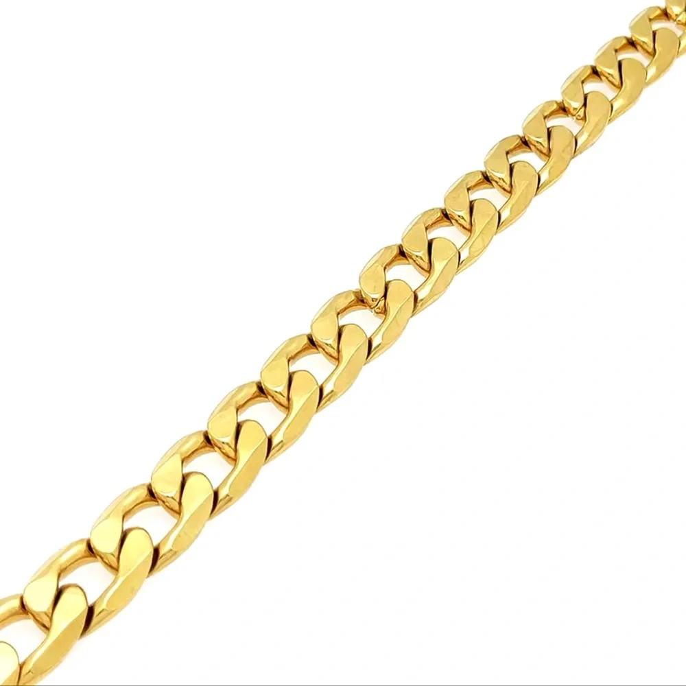 Gold Plated Cuban Link Chain Bracelet for Men Hip Hop Heavy Duty Stainless Steel - Picture 3 of 5